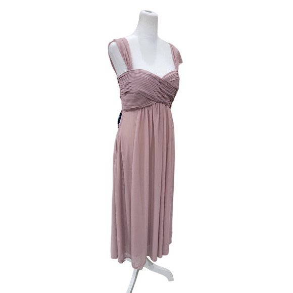 Birdy‎ Grey Ruched Chiffon Sweetheart Neck Bridesmaid Formal Dress Small Mauve - Picture 11 of 11